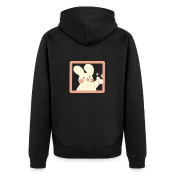 Daumen hoch Hase - Unisex Premium Bio Zip Hoodie - Schwarz - Hinten - Nico (187cm)
