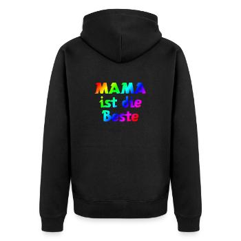 Mama ist die Beste | Mutter | Mama | Eltern - Unisex Premium Bio Zip Hoodie - Schwarz - Hinten - Nico (187cm)