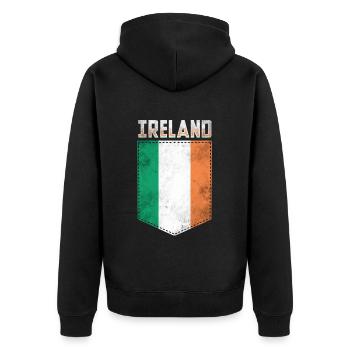 Irland Flagge Irisch - Unisex Premium Bio Zip Hoodie - Schwarz - Hinten - Nico (187cm)
