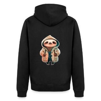 Paresseux en veste imperméable - Veste à capuche bio Premium Unisexe - noir - Dos - Nico (187cm)