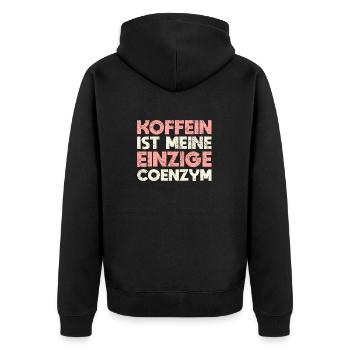 Koffein Ist Meine Einzige Coenzym - Unisex Premium Bio Zip Hoodie - Schwarz - Hinten - Nico (187cm)