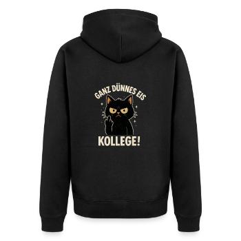 Good Morning Very Thin Cat Coffee - Unisex Premium Organic Zip Hoodie - black - Back - Nico (187cm)