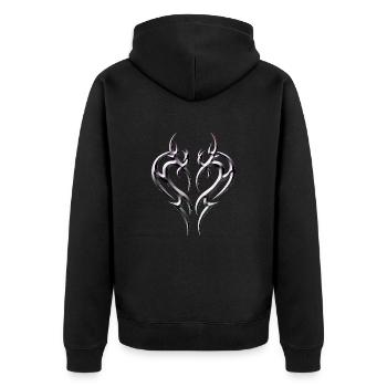 Tribal Heart Tattoo for Emo and Goth - Unisex Premium Organic Zip Hoodie - black - Back - Nico (187cm)