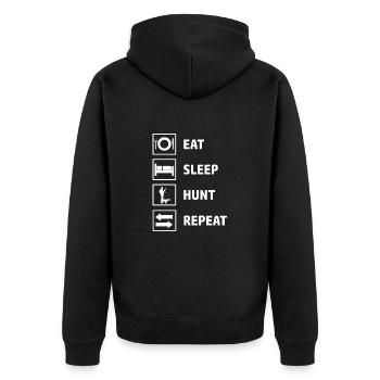 Jäger Design Jagd Jägersmann - Unisex Premium Organic Zip Hoodie - black - Back - Nico (187cm)