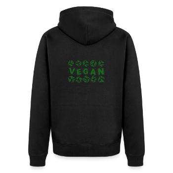 vegan grün Würfel-Block - Unisex Premium Bio Zip Hoodie - Schwarz - Hinten - Nico (187cm)
