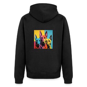 Belgian Shepherd - POP ART - Unisex Premium Organic Zip Hoodie - black - Back - Nico (187cm)