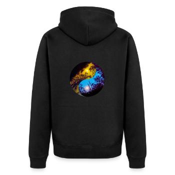 Yin et Yang de la Lune et de la Lumière du Soleil - Veste à capuche bio Premium Unisexe - noir - Dos - Nico (187cm)