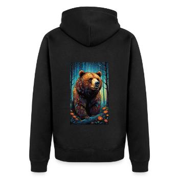 Bear | Brown Bear | Grizzly Bear | Animals - Unisex Premium Organic Zip Hoodie - black - Back - Nico (187cm)
