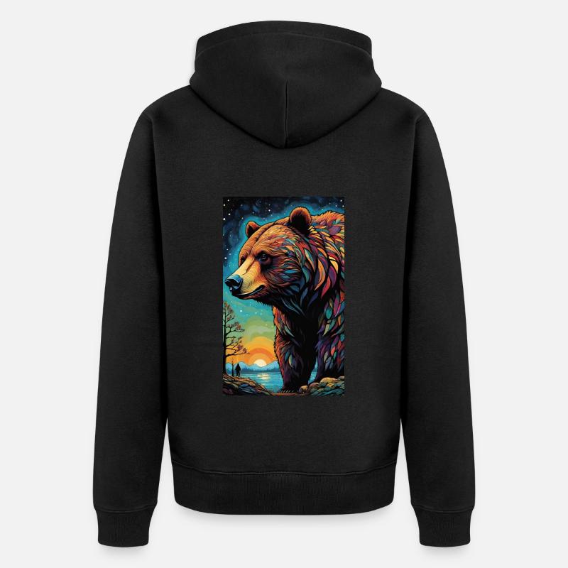 Ours | Ours brun | Grizzli | Animaux - Veste à capuche bio Premium Unisexe - noir