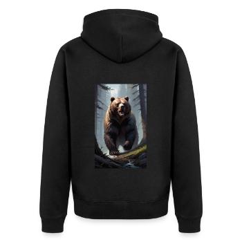 Bär | Braunbär | Grizzlybär | Tiere - Unisex Premium Bio Zip Hoodie - Schwarz - Hinten - Nico (187cm)