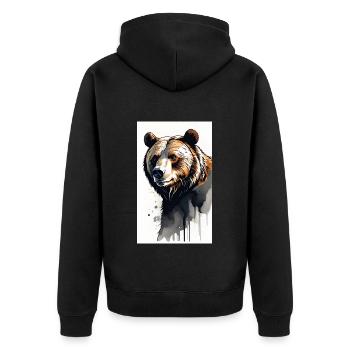 Bär | Braunbär | Grizzlybär | Tiere - Unisex Premium Bio Zip Hoodie - Schwarz - Hinten - Nico (187cm)