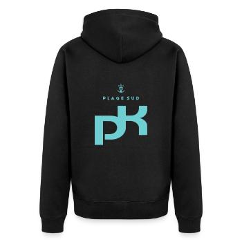Passion Kite - Camargue - PK - Unisex Premium Bio Zip Hoodie - Schwarz - Hinten - Nico (187cm)