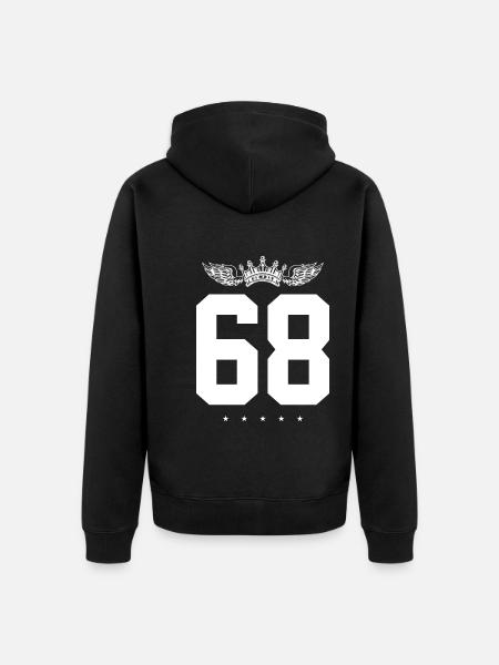 68 Zahl Krone - Unisex Premium Bio Zip Hoodie - Schwarz