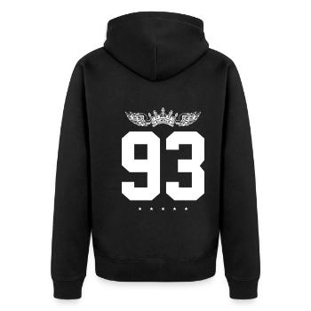 93 Number crown - Unisex Premium Organic Zip Hoodie - black - Back - Nico (187cm)