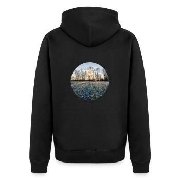 Winterliche Sonne - Unisex Premium Bio Zip Hoodie - Schwarz - Hinten - Nico (187cm)