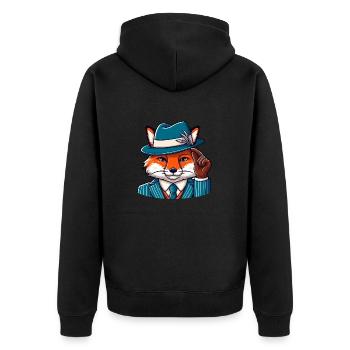 Mafioso Fuchs - Unisex Premium Bio Zip Hoodie - Schwarz - Hinten - Nico (187cm)