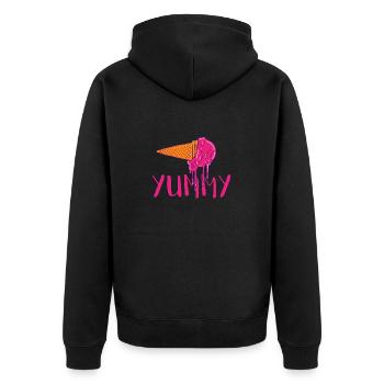 Yummy | lecker | Eis | Sommer | Eis essen - Unisex Premium Bio Zip Hoodie - Schwarz - Hinten - Nico (187cm)
