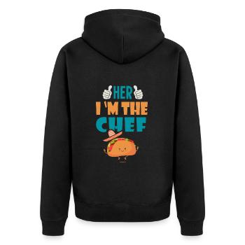 Ihr i m der Koch Geschenk Tacos Taco Mexiko - Unisex Premium Bio Zip Hoodie - Schwarz - Hinten - Nico (187cm)