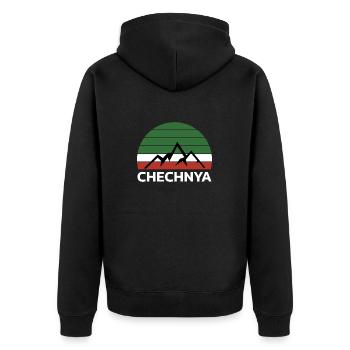 Chechnya Chechen Tschetschenien Tschetschene Flag - Unisex Premium Organic Zip Hoodie - black - Back - Nico (187cm)