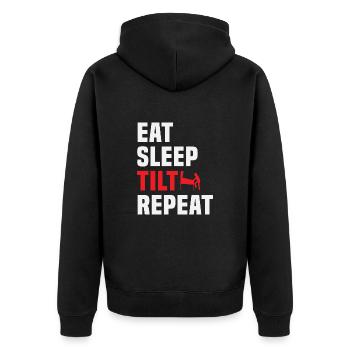 Eat Sleep Tilt Repeat Pinball Pinball Machine - Unisex Premium Organic Zip Hoodie - black - Back - Nico (187cm)
