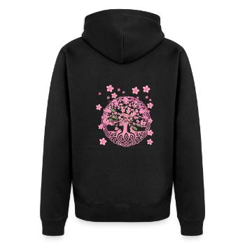 Tree of Life,Tree of Life,Sakura,Cherry Blossom - Unisex Premium Organic Zip Hoodie - black - Back - Nico (187cm)