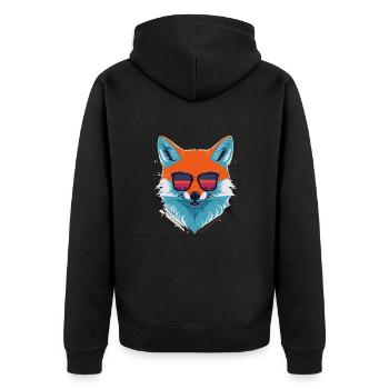 Schlau und stylisch: Retro Aggressive Fox T-Shirt - Unisex Premium Bio Zip Hoodie - Schwarz - Hinten - Nico (187cm)