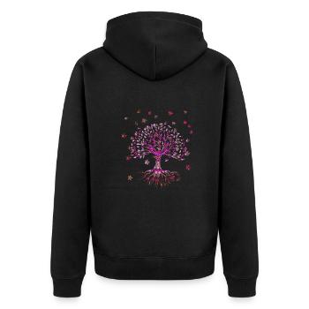Arbre de Vie,Arbre de Vie,Fleurs,Arbre avec des Fleurs - Veste à capuche bio Premium Unisexe - noir - Dos - Nico (187cm)