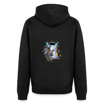 Esel, Graffiti, Malerei, bunt - Unisex Premium Bio Zip Hoodie - Schwarz - Hinten - Nico (187cm)