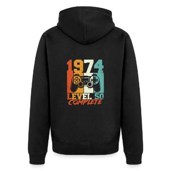 50 Geburtstag 50 Jahre Gamer Level 50 Complete - Unisex Premium Bio Zip Hoodie - Schwarz - Hinten - Nico (187cm)