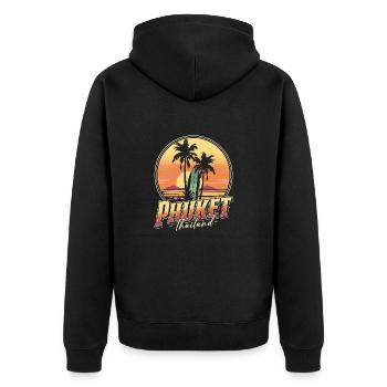 Phuket Thailand - Unisex Premium Bio Zip Hoodie - Schwarz - Hinten - Nico (187cm)