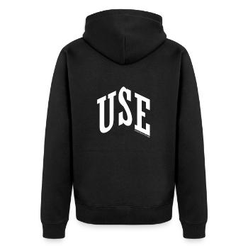 United States Europe - Unisex Premium Bio Zip Hoodie - Schwarz - Hinten - Nico (187cm)
