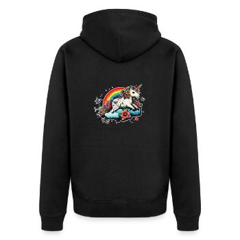 Cute Unicorn Rainbow, Cloud, Kawaii Style - Unisex Premium Organic Zip Hoodie - black - Back - Nico (187cm)