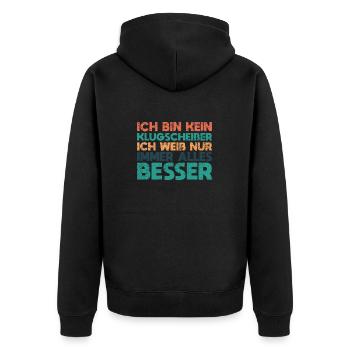 Ich Bin Kein Klugscheißer Ich Weiß Nur... - Unisex Premium Bio Zip Hoodie - Schwarz - Hinten - Nico (187cm)