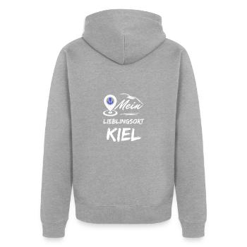 Kiel mon endroit préféré-la ville hanséatique de Kiel-Seagull, ancre - Veste à capuche bio Premium Unisexe - gris chiné - Dos - Nico (187cm)