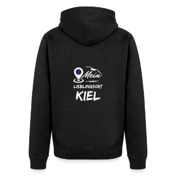 Kiel mon endroit préféré-la ville hanséatique de Kiel-Seagull, ancre - Veste à capuche bio Premium Unisexe - noir - Dos - Nico (187cm)