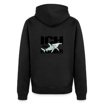 meerestier hai hammerhai ozean - Unisex Premium Bio Zip Hoodie - Schwarz - Hinten - Nico (187cm)