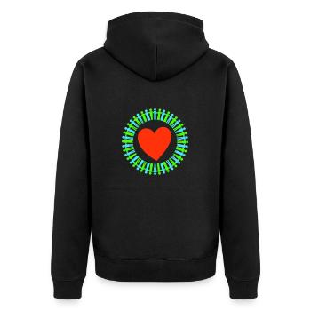 Paix mondiale vert bleu rouge - Veste à capuche bio Premium Unisexe - noir - Dos - Nico (187cm)