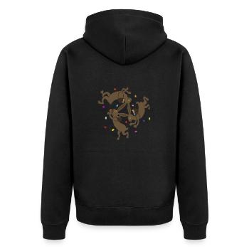 drei Osterhasen - Unisex Premium Bio Zip Hoodie - Schwarz - Hinten - Nico (187cm)