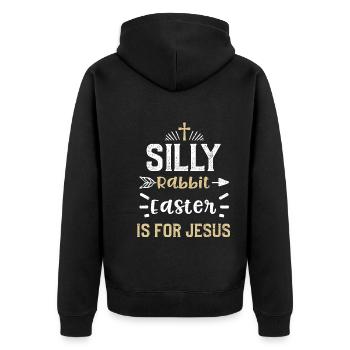 Silly Rabbit Easter Is For Jesus - Unisex Premium Organic Zip Hoodie - black - Back - Nico (187cm)
