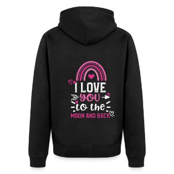 I love you to the moon and back - Unisex Premium Organic Zip Hoodie - black - Back - Nico (187cm)
