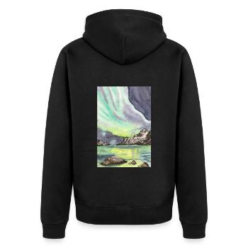 Norway Northern Lights Night Scandinavia Lofoten - Unisex Premium Organic Zip Hoodie - black - Back - Nico (187cm)