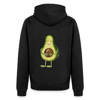 Kawaii Avocado niedlich vegan Mutter schwanger avo - Unisex Premium Bio Zip Hoodie - Schwarz - Hinten - Nico (187cm)