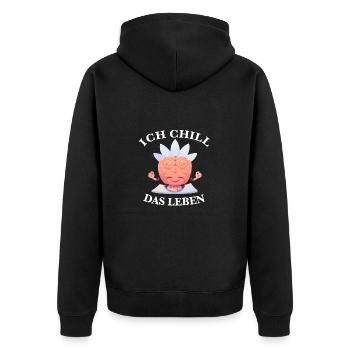 Ich chill das Leben Yoga Gehirn Meditation - Unisex Premium Bio Zip Hoodie - Schwarz - Hinten - Nico (187cm)