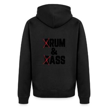 (D)rum & (B)ass - Lustiges Musikdesign - Unisex Premium Bio Zip Hoodie - Schwarz - Hinten - Nico (187cm)