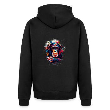Œuvre d’art de chimpanzé coloré chimpanzés - Veste à capuche bio Premium Unisexe - noir - Dos - Nico (187cm)