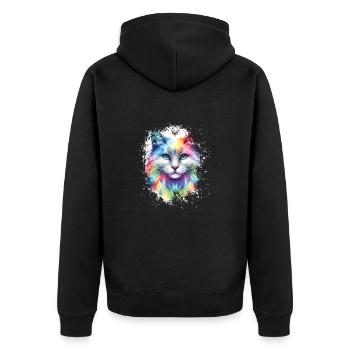 Chats colorés Oeuvre - Veste à capuche bio Premium Unisexe - noir - Dos - Nico (187cm)