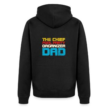 The Chief Pool Party Organizer Dad - Unisex Premium Bio Zip Hoodie - Schwarz - Hinten - Nico (187cm)