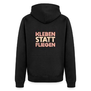 Kleben Statt Fliegen - Unisex Premium Bio Zip Hoodie - Schwarz - Hinten - Nico (187cm)