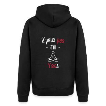 j'peux pas j'ai yoga - Veste à capuche bio Premium Unisexe - noir - Dos - Nico (187cm)