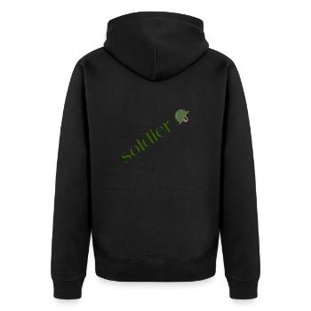 Logo soldier - Unisex Premium Organic Zip Hoodie - black - Back - Nico (187cm)